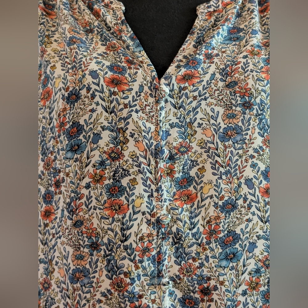 Rose & Olive Multicolor Floral Blouse, 2X - Picture 2 of 9